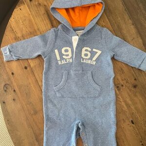 Ralph Lauren Blue and Orange Baby Hooded Outfit